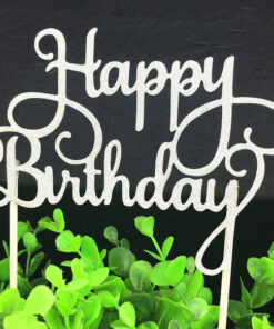 Топер за рожден ден в сребристо/Happy Birthday