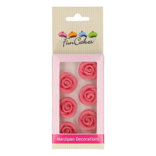 Марципанова декорация - розови рози - 6бр