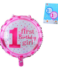 Фолиев балон - първи рожден ден - момиче- /45cm в надут вид/