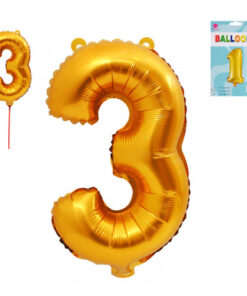 Фолиев балон - цифра - 3 - златно -36 см