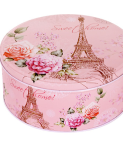 Металня кутия розова "Париж" - малка - 15 см. х Ф 7 см.