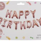Фолиев надпис Happy birthday розов - 35 см на буквите