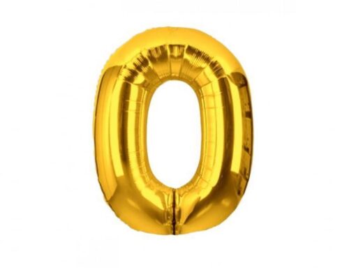 Фолиев балон цифра 0 - златен 81 см