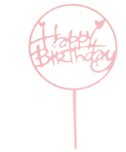 Топер "Happy Birthday" розов кръг
