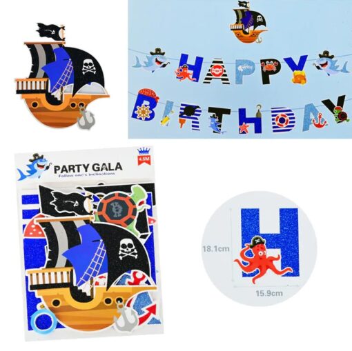 Парти банер Happy Birthday - Пирати