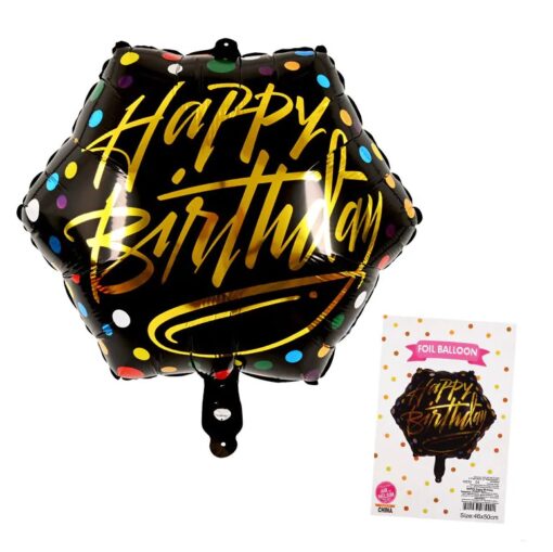 Фолиев балон Happy Birthday черен