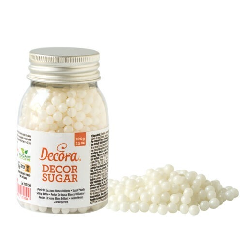 Захарна декорация Decora - бели перли - 5мм