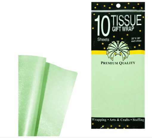 Тишу хартия – светло зелена(сатен) – 10 листа пакет – 50х70