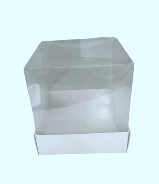 Кутия с прозрачен капак - бяла 10 х 10х 10 см