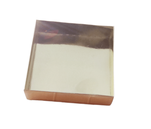 Кутия с прозрачен капак - златиста 12 х 12 х 3 см