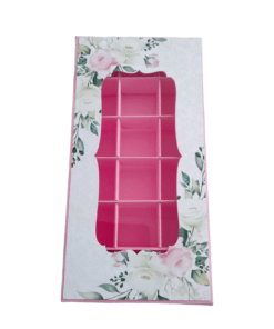Кутия за 18 бонбона Розова с цветя – 124 х 12 х 4 см