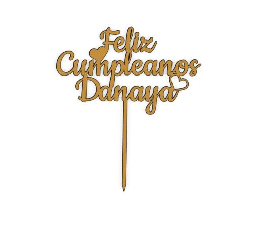 Топер Feliz Cumpleanos (честит рожден ден на испански) с име по избор