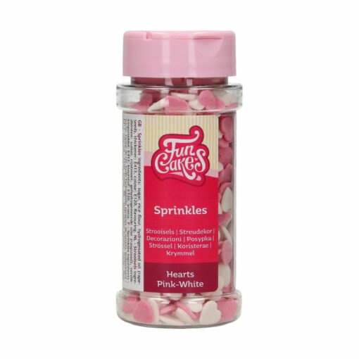 Захарна декорция FunCakes - Сърца в Розово и Бяло - 60g