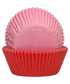 Кошнички за мъфини FunCakes - Розово и Червено - 48бр