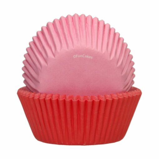 Кошнички за мъфини FunCakes - Розово и Червено - 48бр