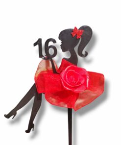 Топер момиче с число 16 "червена роза"