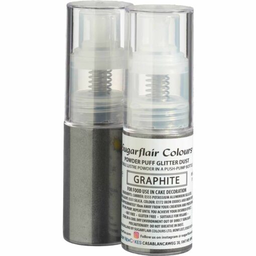 Sugarflair – Graphite / графит – ядлив брокат – glitter spray – 10g