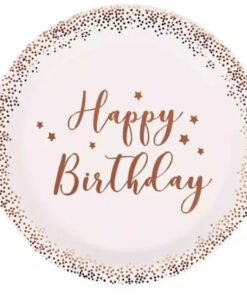 Парти чинийки "Happy BIrthday" розово злато /10 броя в опаковка/ Ф18см.