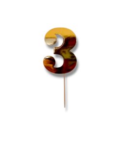 Хартиен топер златен гланц цифра 3 - 5 см