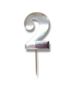 Хартиен топер сребърен гланц цифра 2 - 5 см