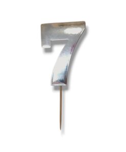 Хартиен топер сребърен гланц цифра 7 - 5 см