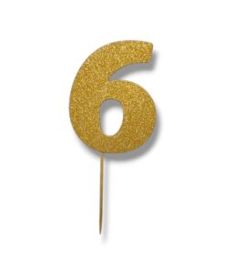 Хартиен топер златист брокат цифра 6 – 5 см
