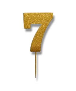 Хартиен топер златист брокат цифра 7 – 5 см