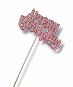 Хартиен топер - Happy Birthday - цикламено и розово